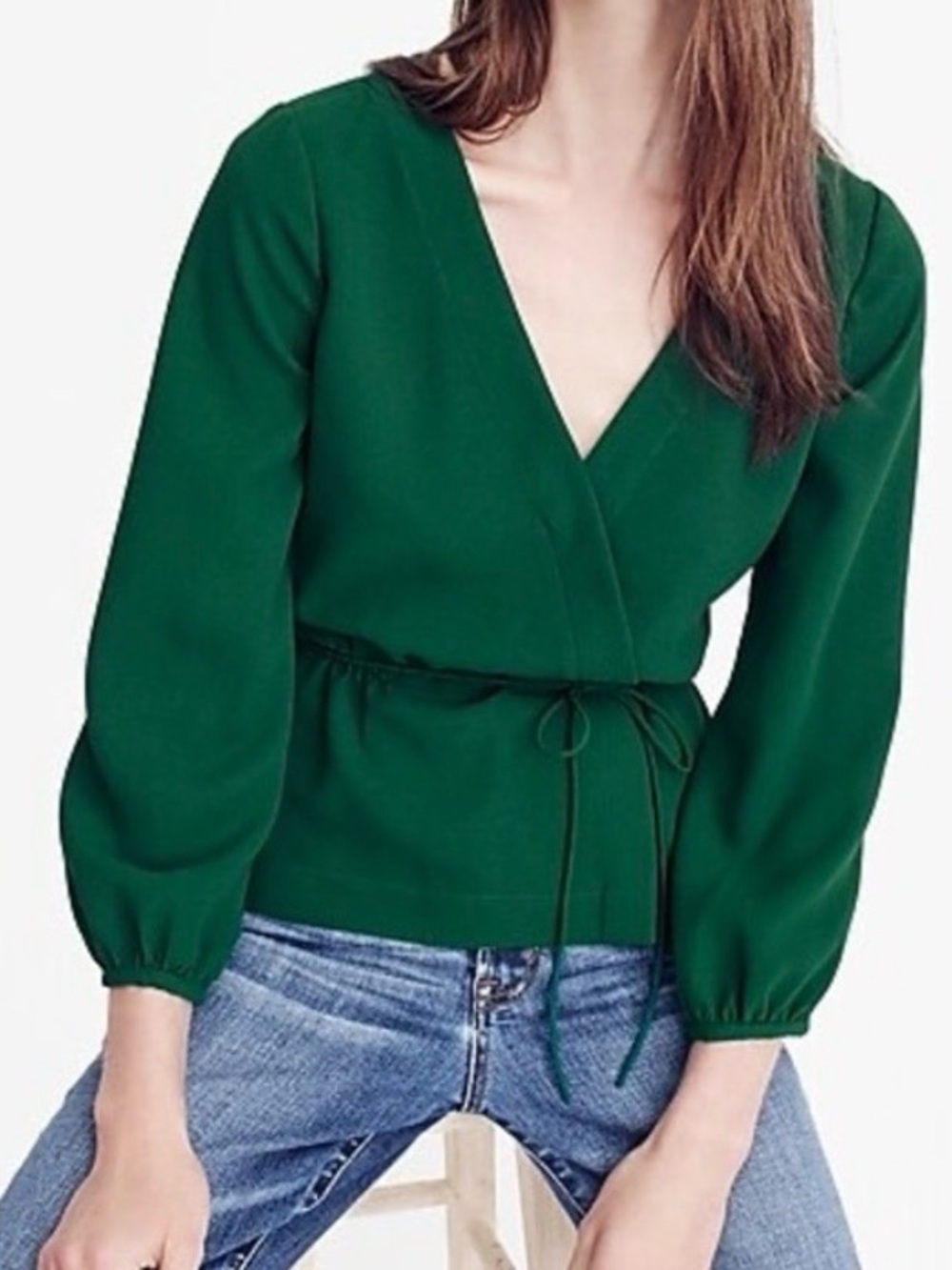 J. Crew Emerald Green Wrap Top size 0